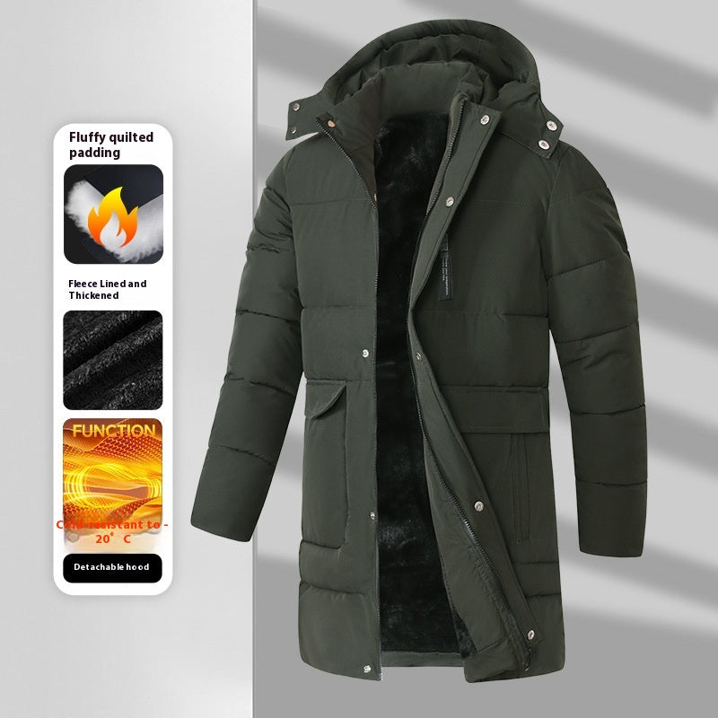 Fashionable Warm Long Velvet Padded Thickened Coat