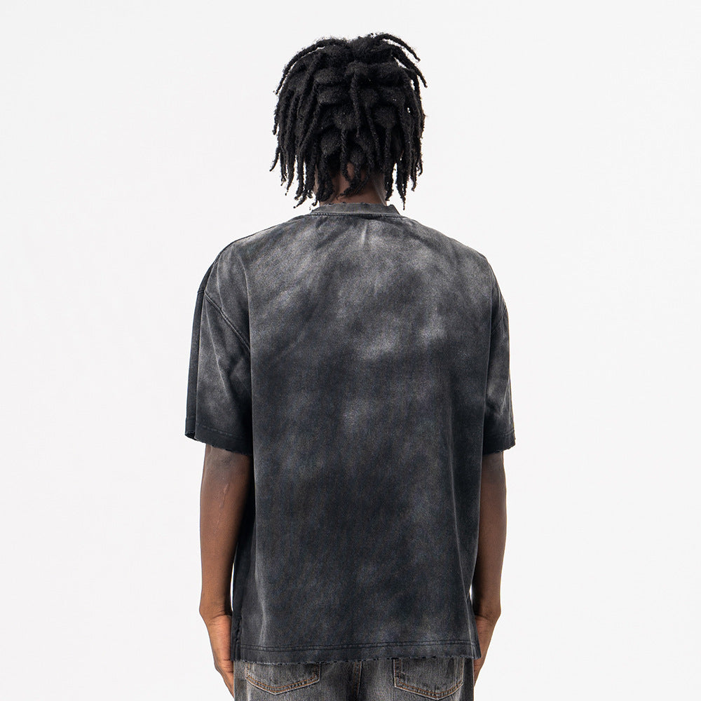 Men's American Fashion Brand Washed Cotton Short-sleeved T-shirt