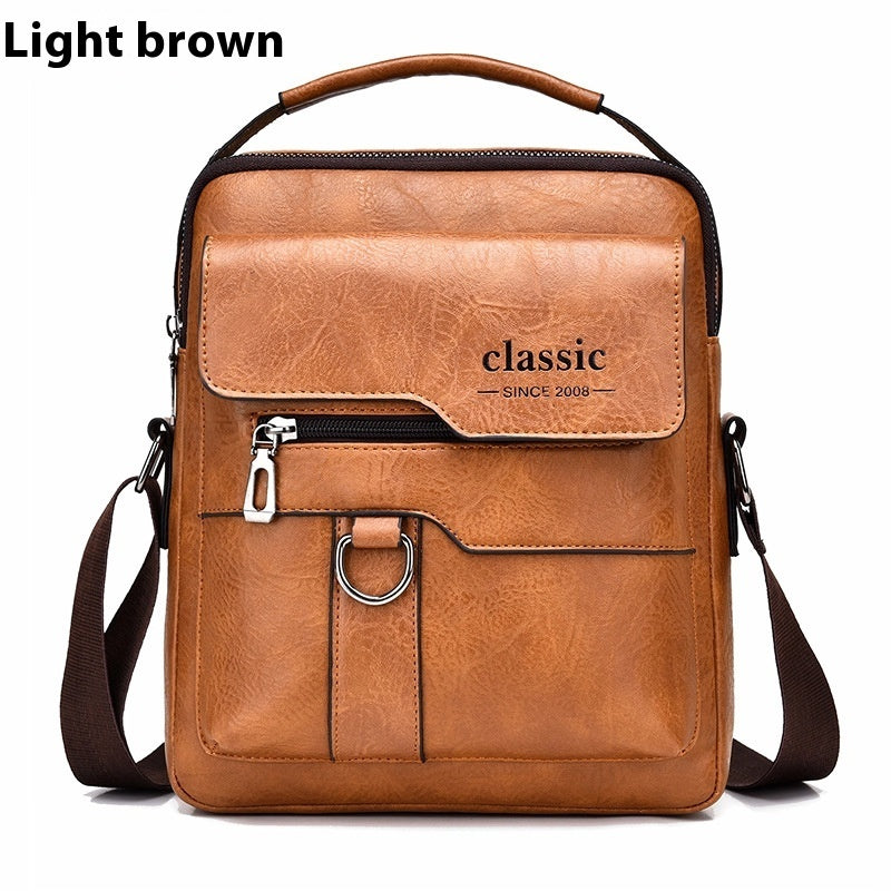Mens Messenger Bag One Shoulder Retro PU Leather Crossbody Bag With Flap For Travel And Business