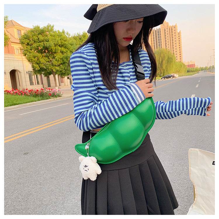 Green PU Sling Messenger Bag For Women And Men Shoulder Crossbody Mobile Phone Pocket 38x17x7cm