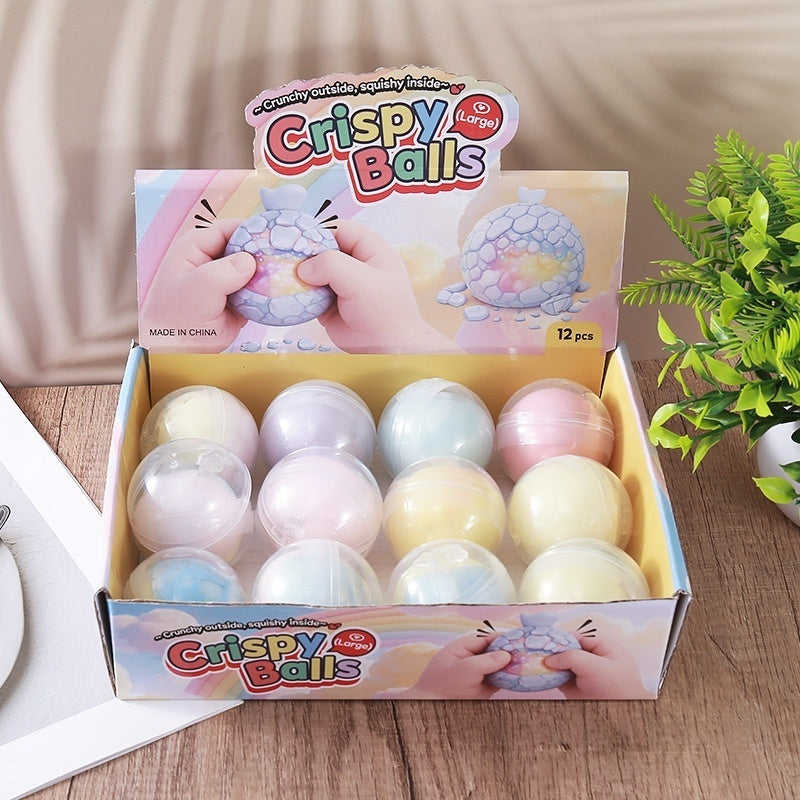 Crispy Balls stress-relief squeeze toy set, pastel assorted spheres in box (12 pcs)