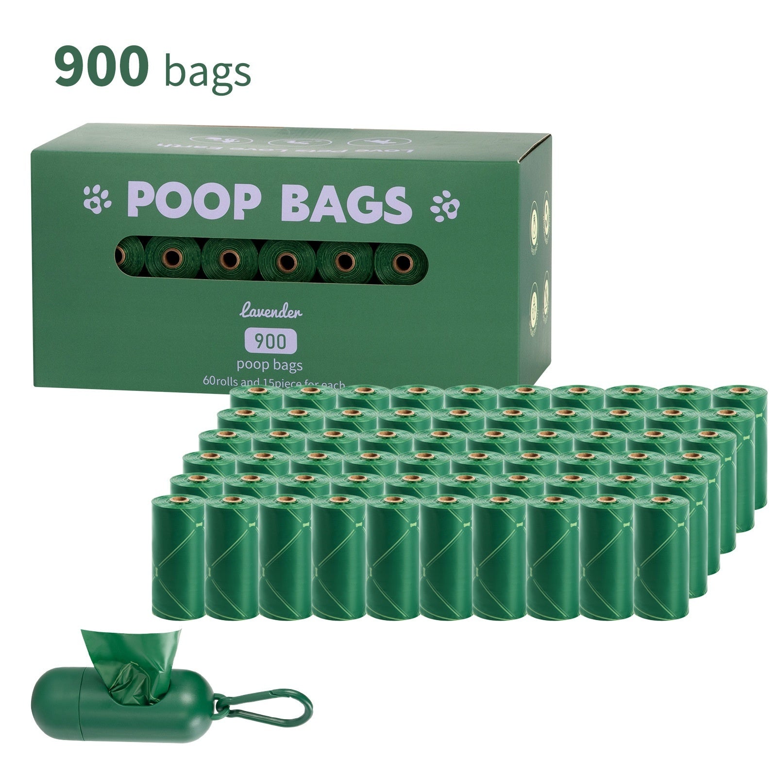 Vest Style Dog Waste Bags 120 Count Degradable Poop Picking Bags Green PE Material