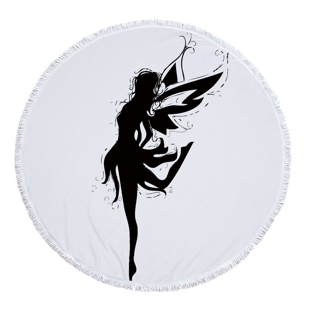 Round Printed Beach Towel With Microfiber And Tassels Feels Soft