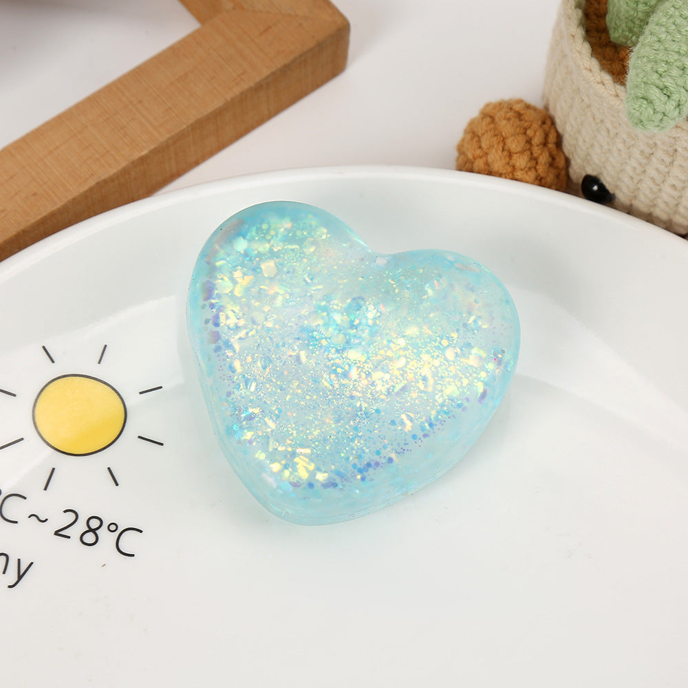 Light blue glitter heart squeeze stress toy