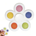 White-shell fidget spinner stress-relief toy with multicolor round buttons