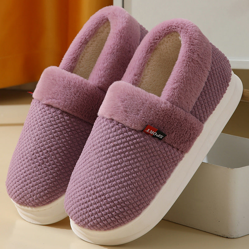 Suede Plush Warm Slippers – Thick Sole Indoor Outdoor Couple Shoes | EU 36–45