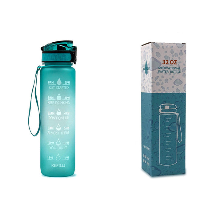1L Motivational Water Bottle with Time Markers - Tritan Sports Bottle
