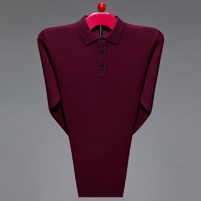 European And American Thickened Solid Color Polo Collar Knitwear Sweater