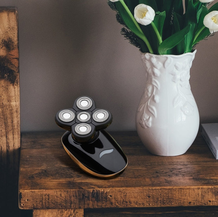 5 In 1 4D Rechargeable Bald Head Shaver With Precision Trimmer Nose And Ear Trimmer Facial Cleaning Brush