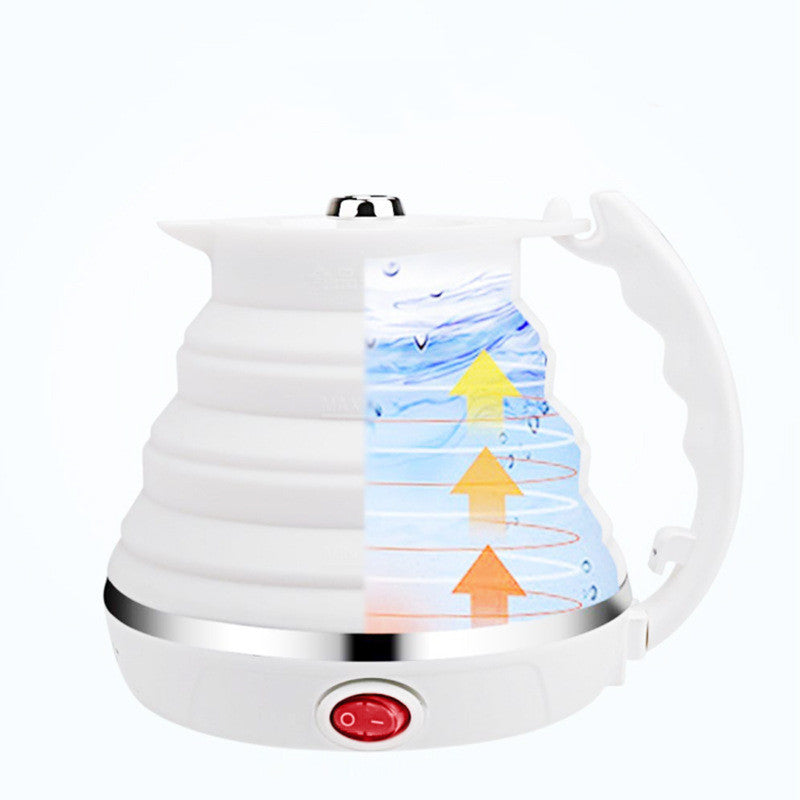 Foldable Car Electric Kettle 12V 24V Portable 450ml Silicone White For Vehicle Travel