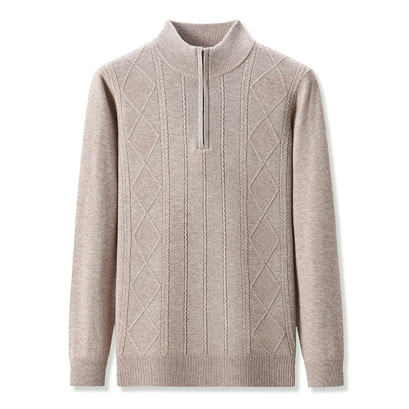 Half Zipper Thickening Thermal Head Cover Knitted Inner Match Woolen Sweater