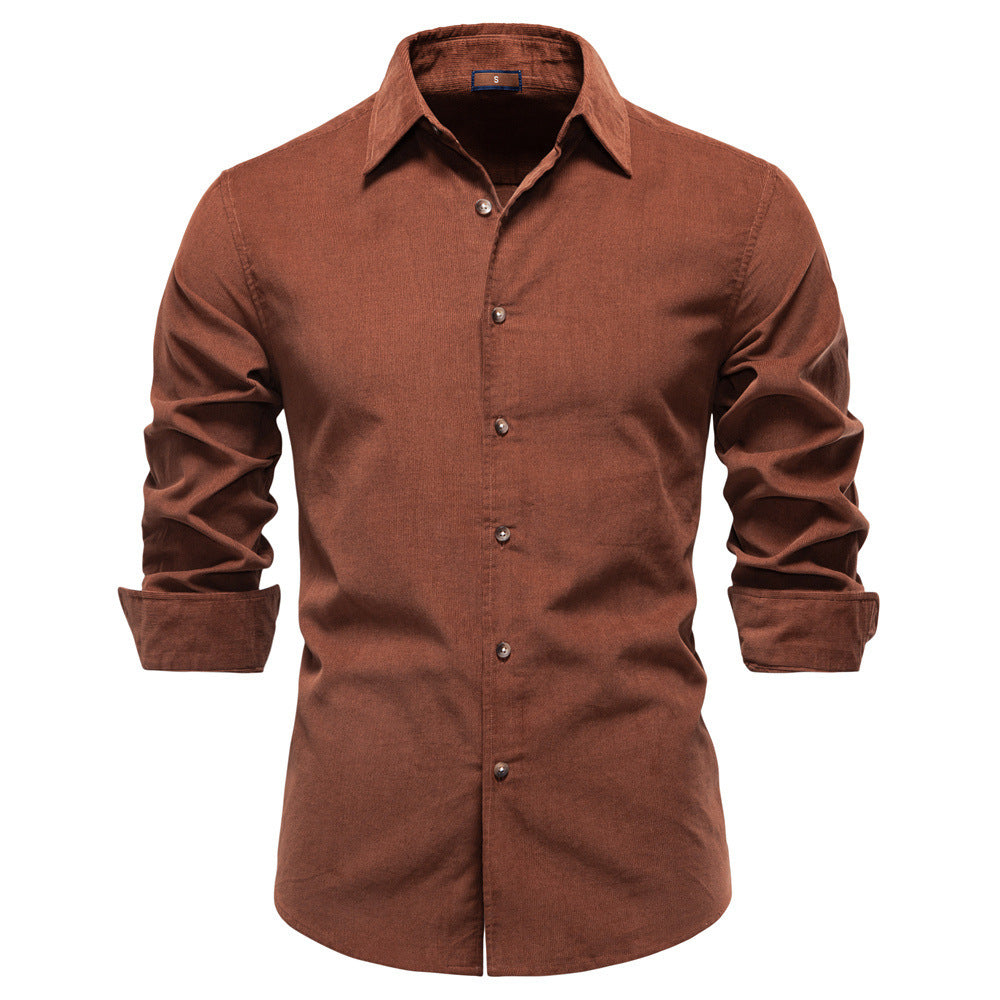 Men's Corduroy Pure Cotton Business Casual Long Sleeve Shirt