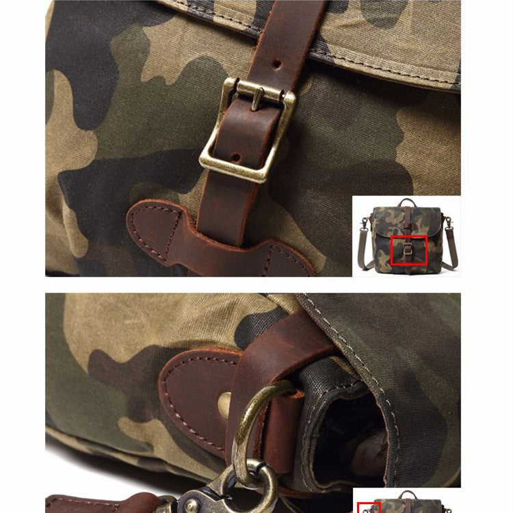 Camouflage Waterproof Canvas Shoulder Messenger Bag With Polyester Lining For Travel And Leisure Use