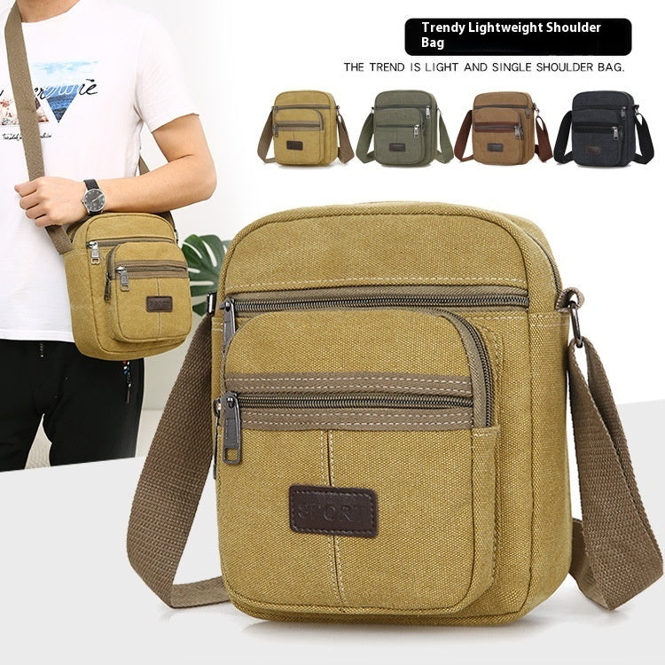 Canvas Retro Mens Messenger Bag With Adjustable Strap Solid Color Casual Satchel Black Army Green Coffee Khaki