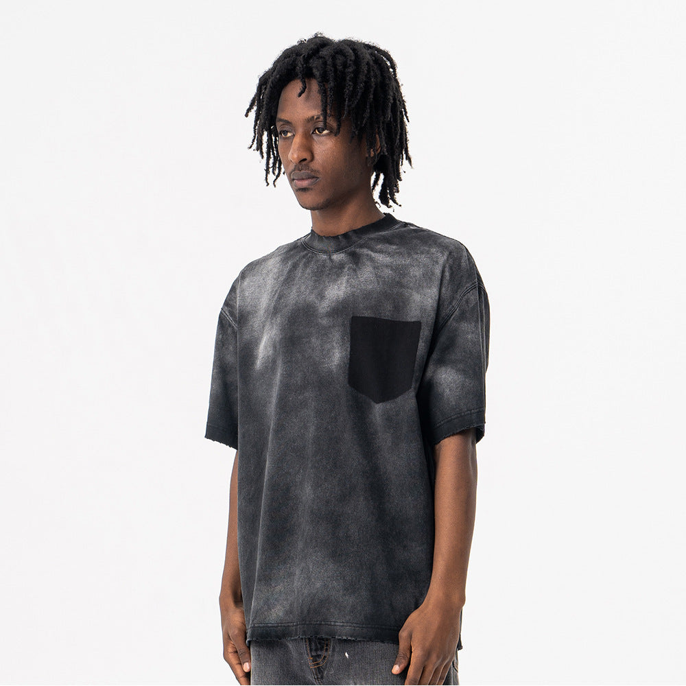 Men's American Fashion Brand Washed Cotton Short-sleeved T-shirt