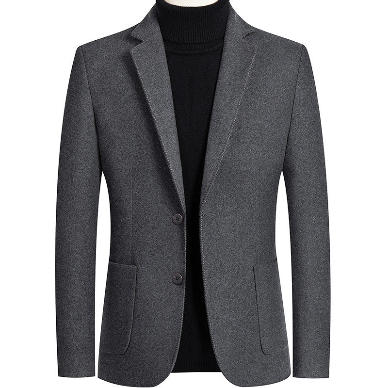Autumn And Winter Solid Color Short Wool Woolen Men's Suit