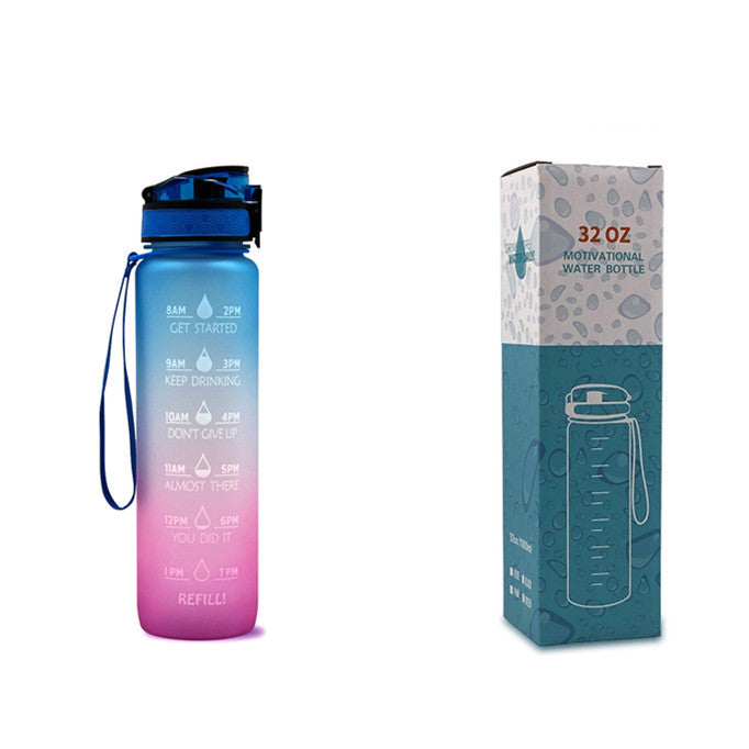 1L Motivational Water Bottle with Time Markers - Tritan Sports Bottle