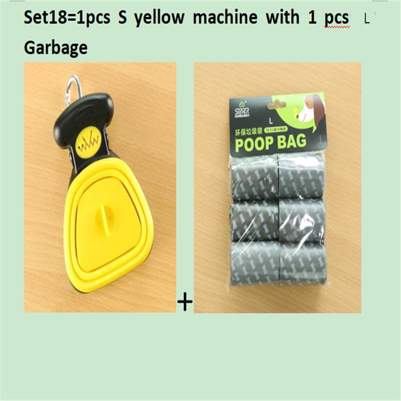 Foldable Dog Pooper Scooper For Travel With 1 Roll Biodegradable Bags Clean Up Excreta Easily