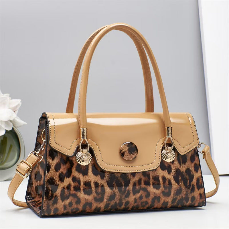 Glossy Leopard Print Patent-Look Crossbody Bag – Urban Shoulder Bag | 6 Colors