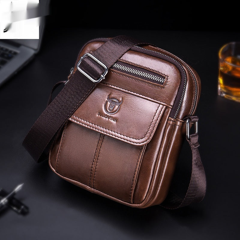 Leisure Mini Leather Mens Shoulder Crossbody Bag First Layer Cowhide For Business Travel Black Brown Wear Resistant