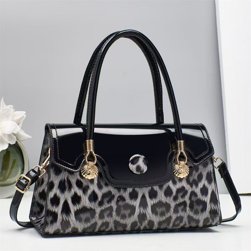 Glossy Leopard Print Patent-Look Crossbody Bag – Urban Shoulder Bag | 6 Colors