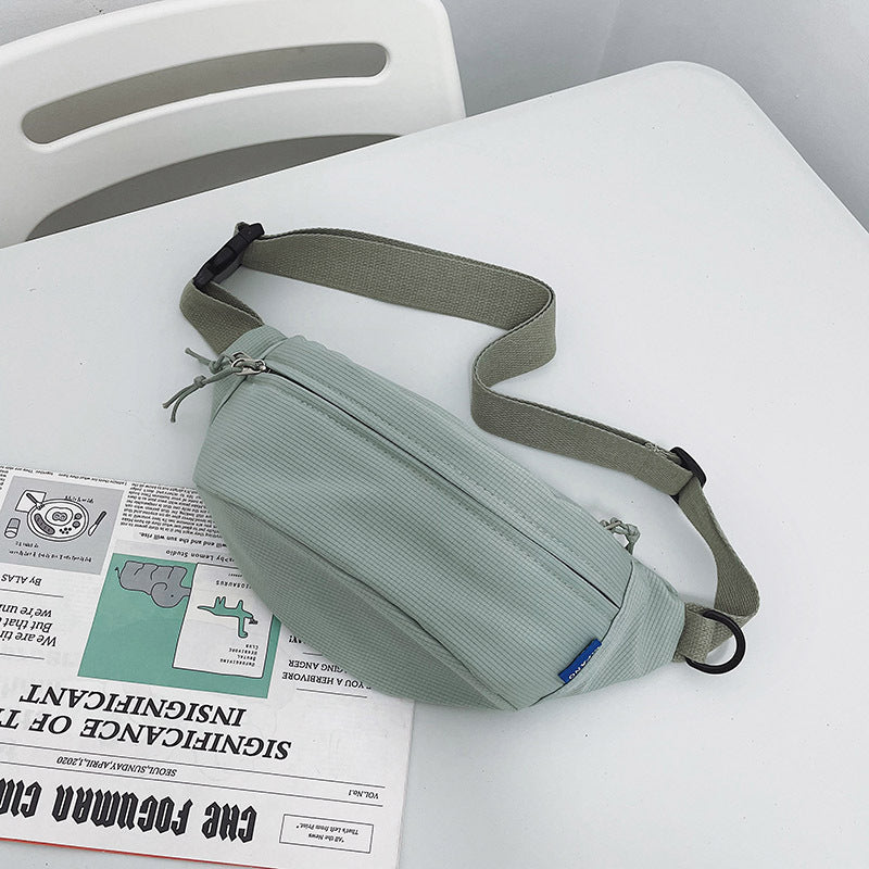 New Pure Color Outdoor Pocket Shoulder Bag Nylon Open Pocket With Contrast Color Accents