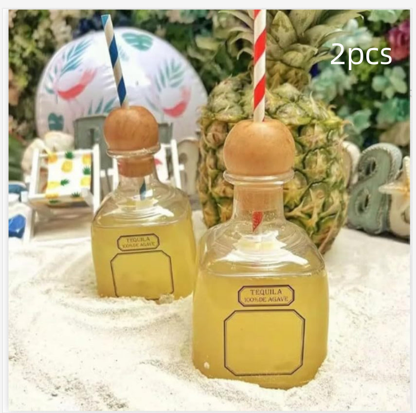 Reusable Cup Mini Agave Wine Bottle With Wooden Plug