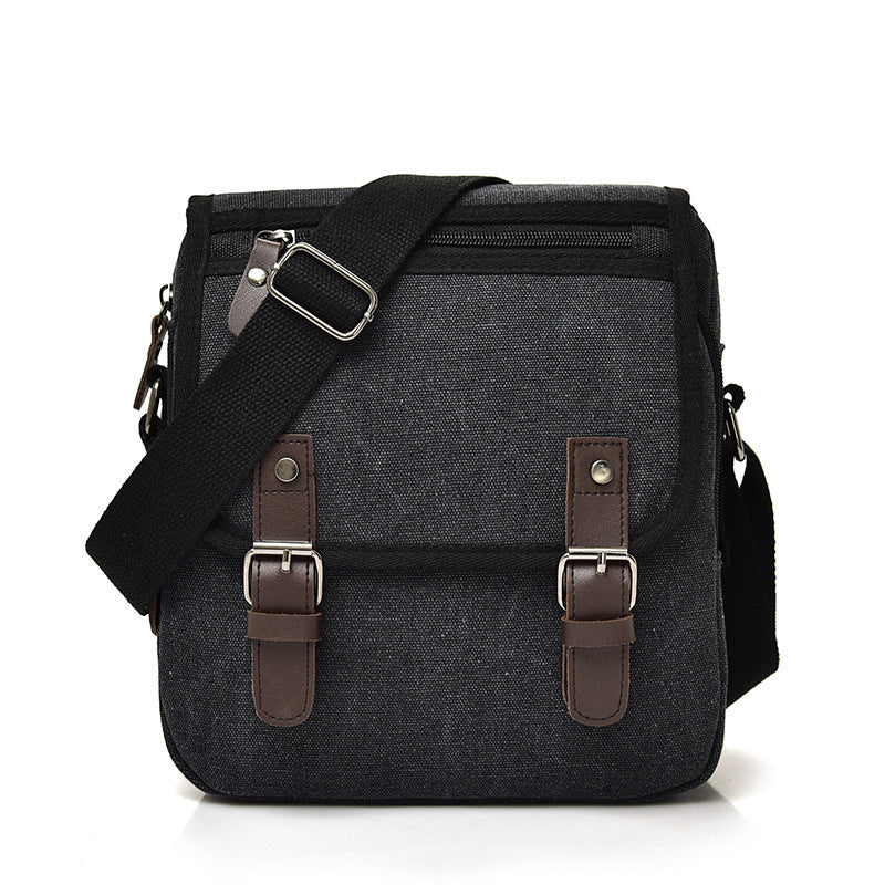 Unisex Casual Canvas Shoulder Bag For Daily Use Urban Style Solid Colors Brown Khaki Black