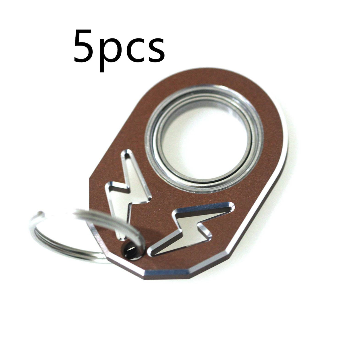 Copper rotating key chain with silver ring and hook, labeled 5pcs.