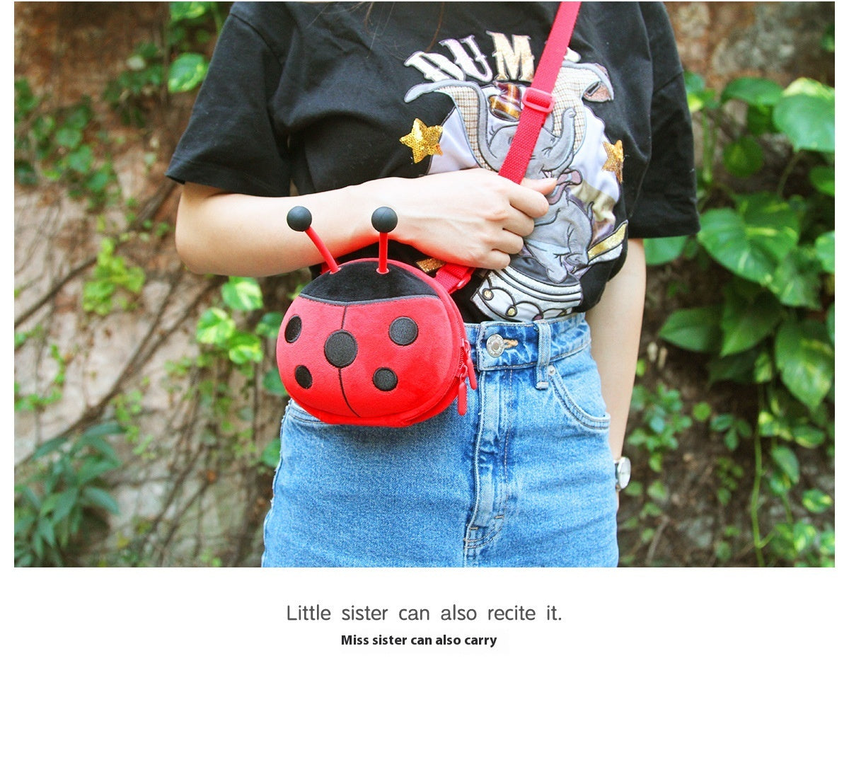 Cute One Shoulder Crossbody Kids Bag Insect Pattern EVA Material Lightweight Embroidered Design