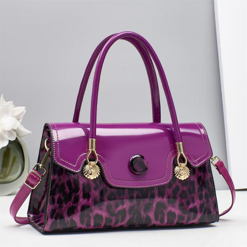 Glossy Leopard Print Patent-Look Crossbody Bag – Urban Shoulder Bag | 6 Colors