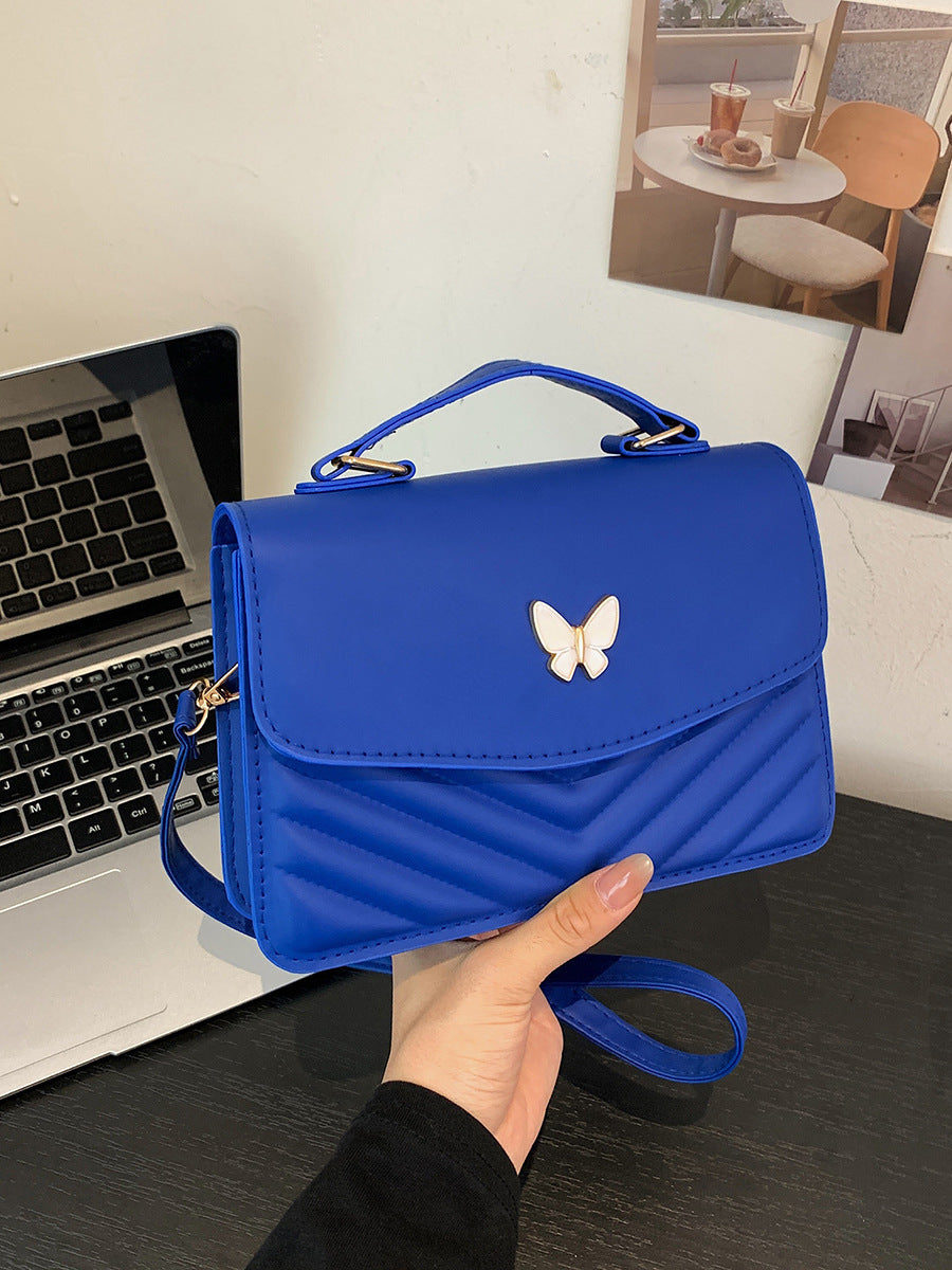 Four Seasons Trendy Joker Womens PU Leather Bow Accent Horizontal Square Tote Bag In Multiple Colors