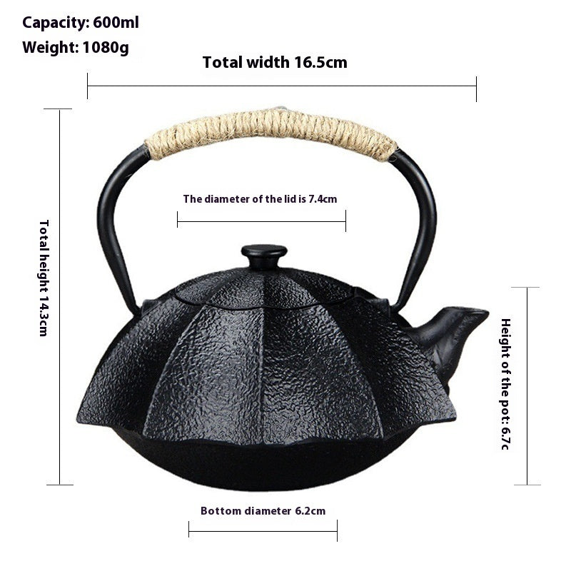 600ml Kettle Teapot With Tea Filter Assorted Designs Cast Iron Style Tea Set For Stove Top
