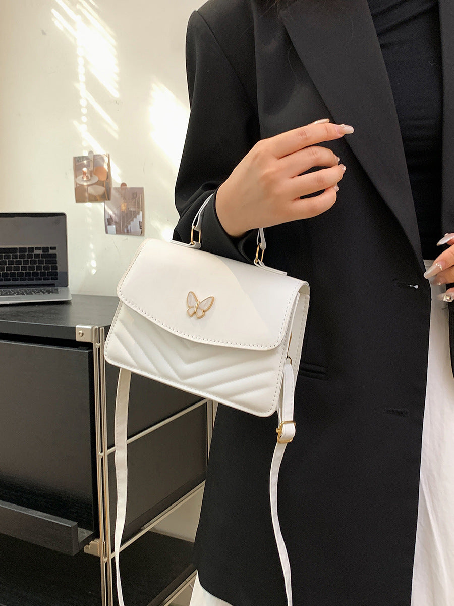 Four Seasons Trendy Joker Womens PU Leather Bow Accent Horizontal Square Tote Bag In Multiple Colors