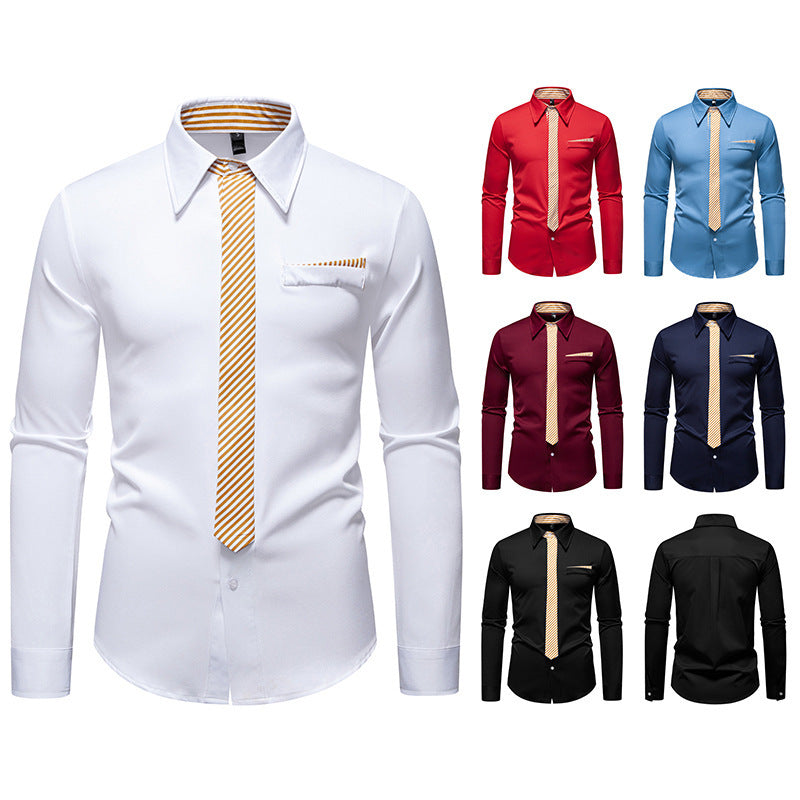 New Fashion Temperament Men's Long-sleeved Shirt