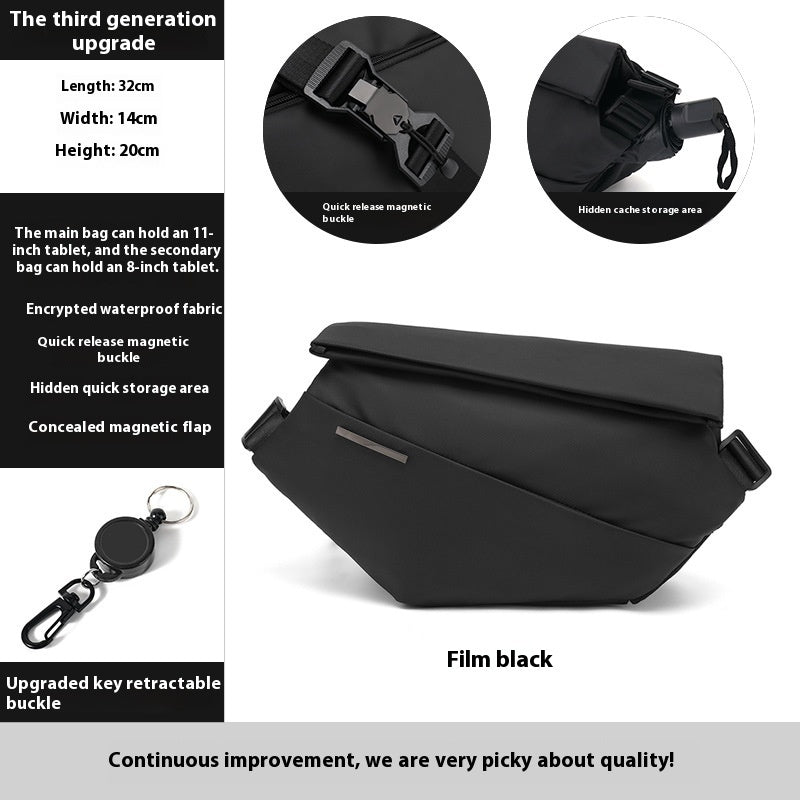 Charcoal Black Crossbody Multifunctional Sports Fitness Chest Bag for Travel and Everyday Use