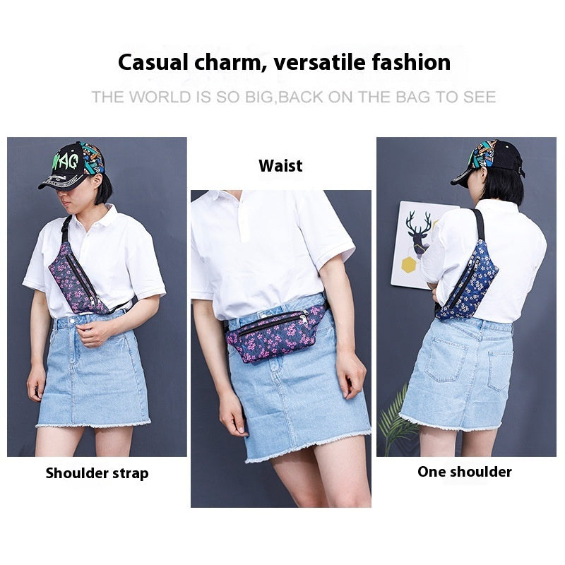 Men Outdoor Running Crossbody Phone Bag Multi Functional Floral Pattern Waterproof Oxford Cloth