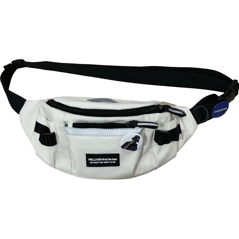Chest Bag For Men Large Capacity Crossbody Oxford Cloth Sports Bag White Gray Black