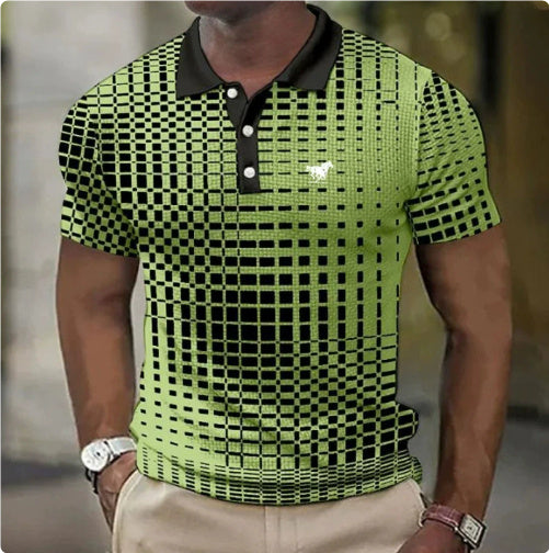 Men's Short-sleeved Polo Style Shirt Plaid Bat Pattern