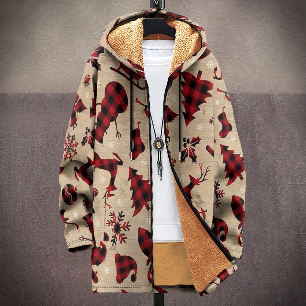 Men's Multicolor Pattern Zipper Hooded Cardigan