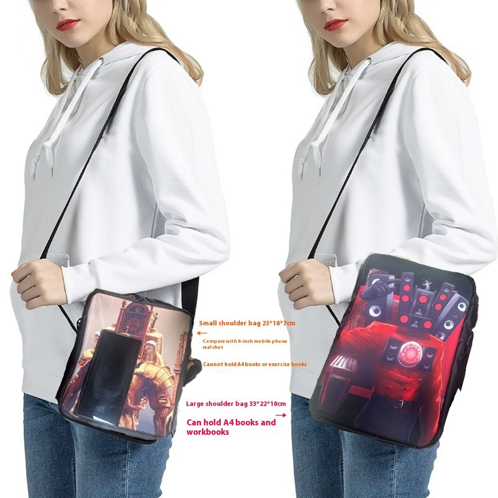 Butterfly Mushroom Nylon Crossbody Bag Lunch Bag for Daily Use Unisex Small Satchel with Zippered Interior