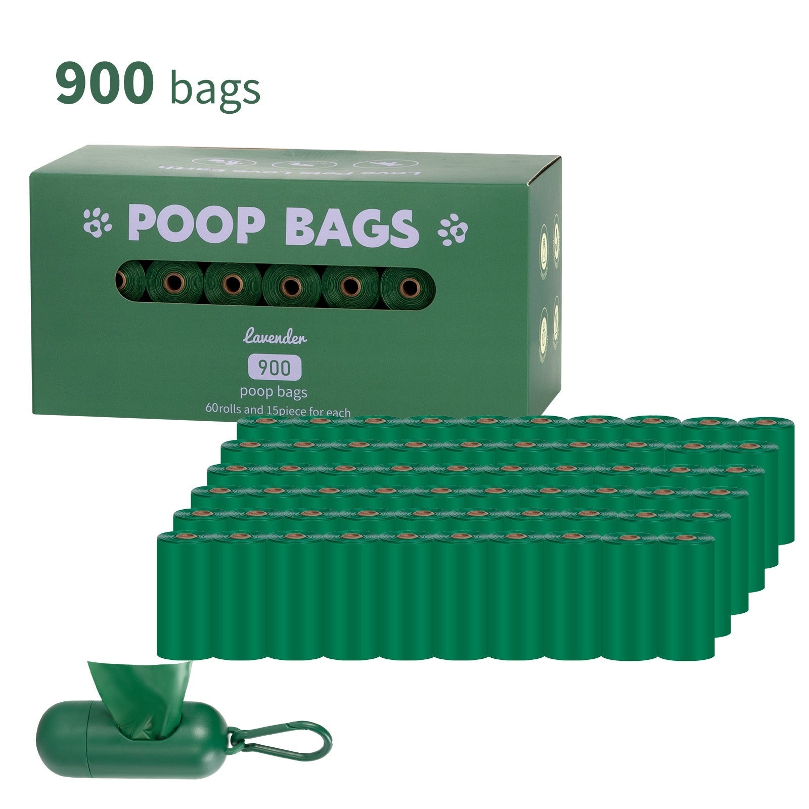 Vest Style Dog Waste Bags 120 Count Degradable Poop Picking Bags Green PE Material