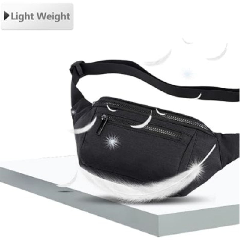 Womens Crossbody Travel Belt Bag Nylon Sandwich Pocket For Walking Running Cycling Leisure Travel Black Beige Dark Blue