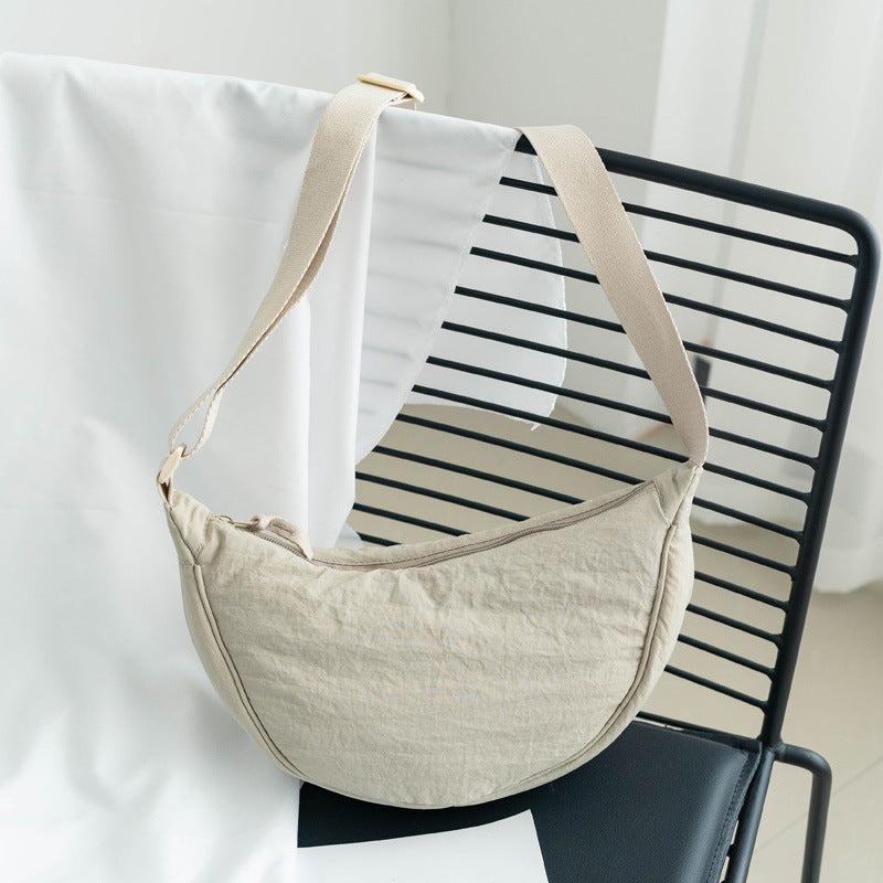 Nylon Dumpling Bag Casual One Shoulder Crossbody Sandwich Pocket For Daily Use Soft Dumpling Shape