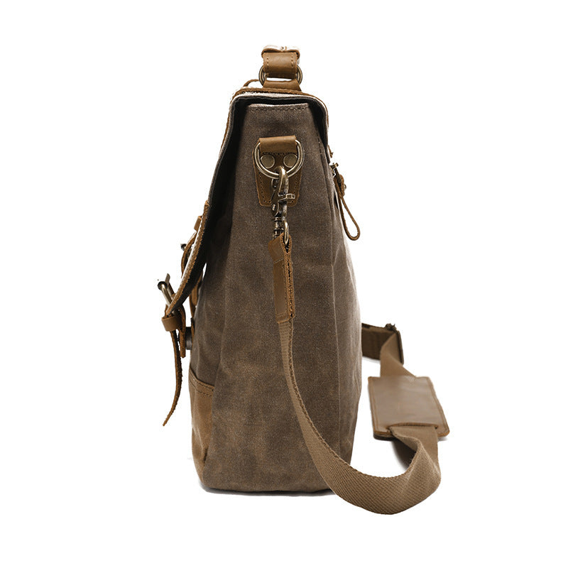 Boys Retro Postman Canvas One Shoulder Bag in Army Green Black Khaki Brown Lake Water Green