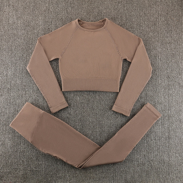 Seamless Yoga Set Breathable Nylon Spandex Quick Dry Sportswear For Women Gym Clothes All Season Size S M L