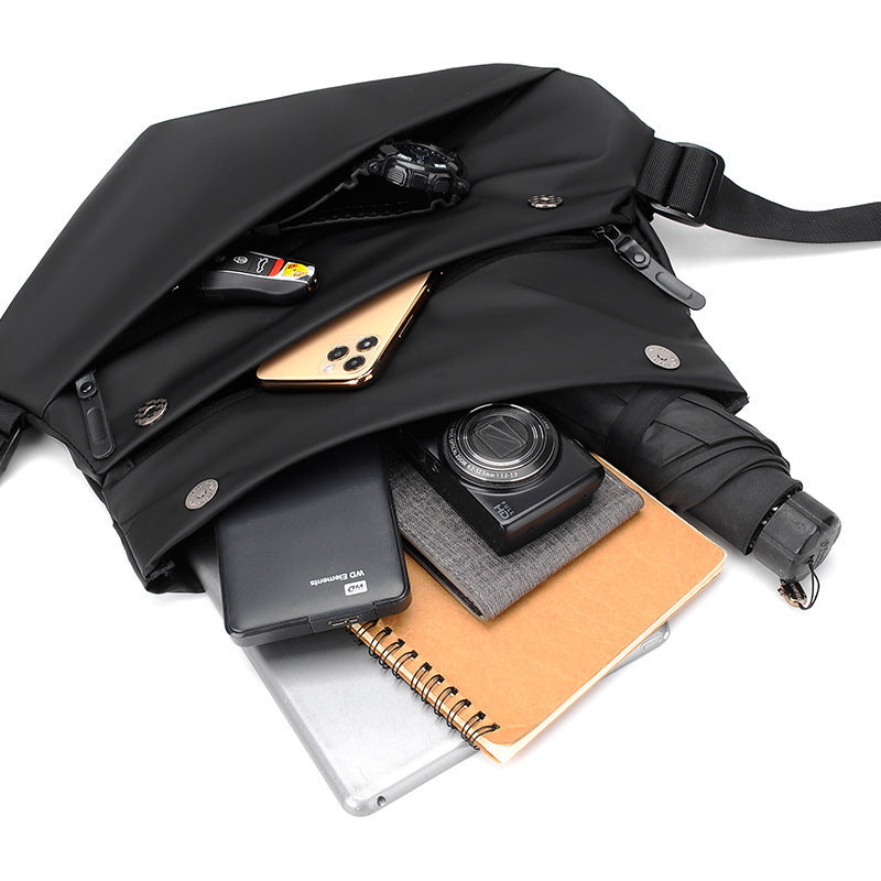 Fashion Brand Mens Functional Crossbody Bag Waterproof Lightweight Single Shoulder Motorcycle Style