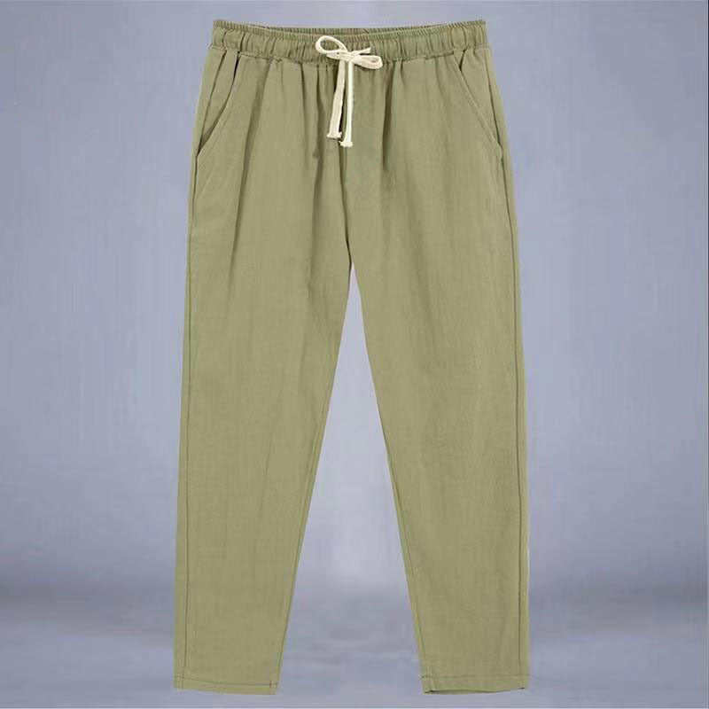 Cotton And Linen Thin Loose Plus Size Sports Straight Pants