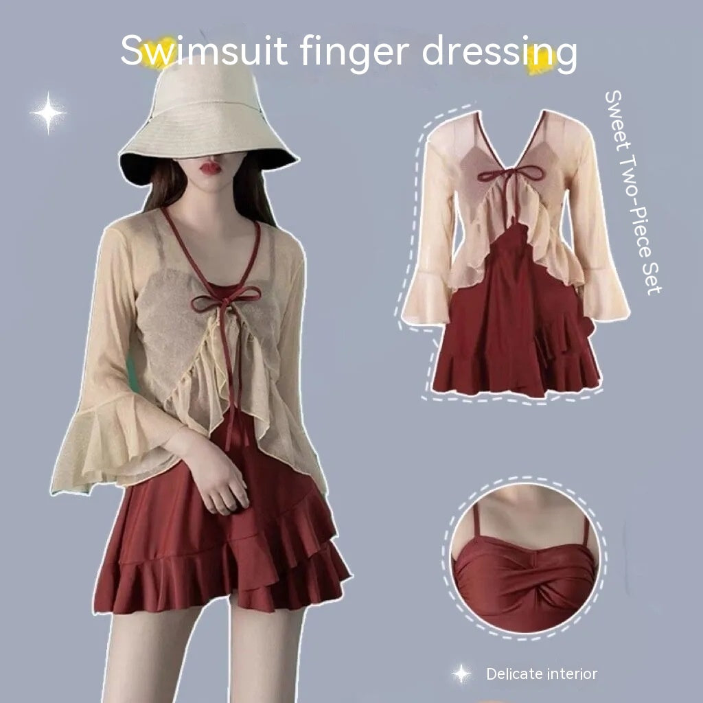 New Travel One-piece Skirt Swimsuit Women's Pure Desire Style