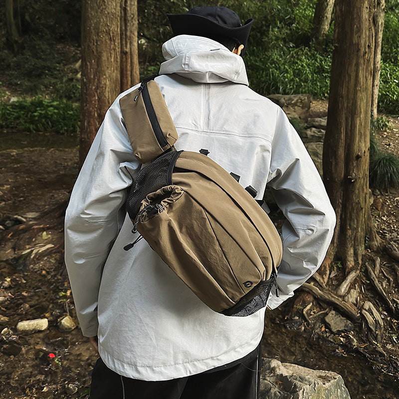 Unisex Outdoor Travel Waist Bag Backpack Nylon With Polyester Lining Black Milky White Dark Blue Brown Army Green